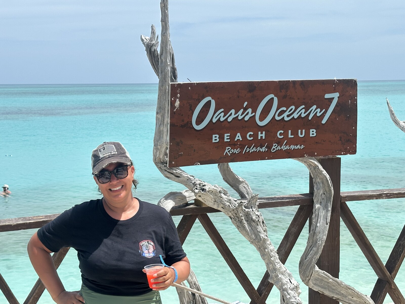 Colonel Jennifer Lacy wearing a Voice for Valor shirt at Oasis Ocean 7 Beach Club