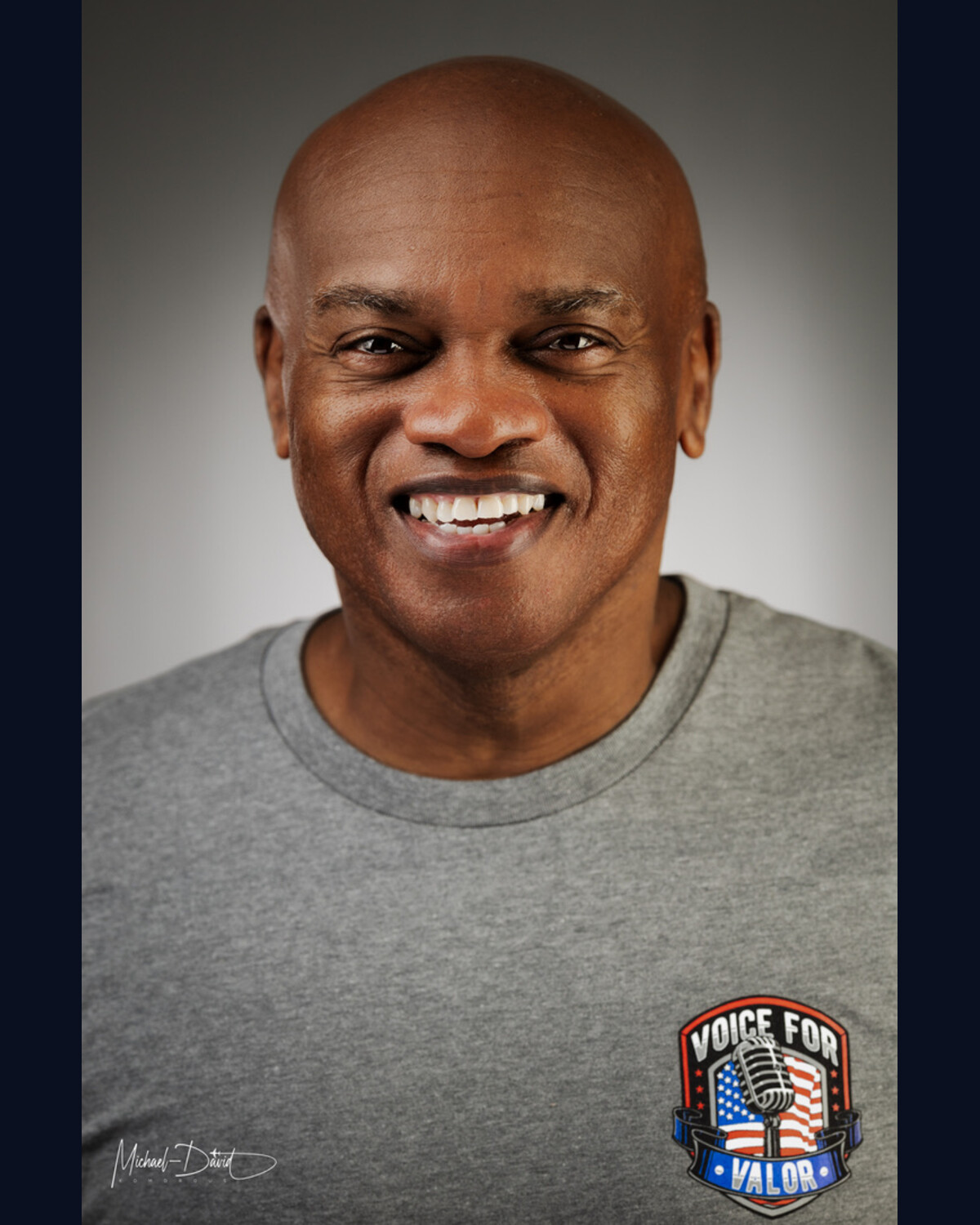 Chief Master Sergeant Tony L. Whitehead wearing a Voice for Valor shirt