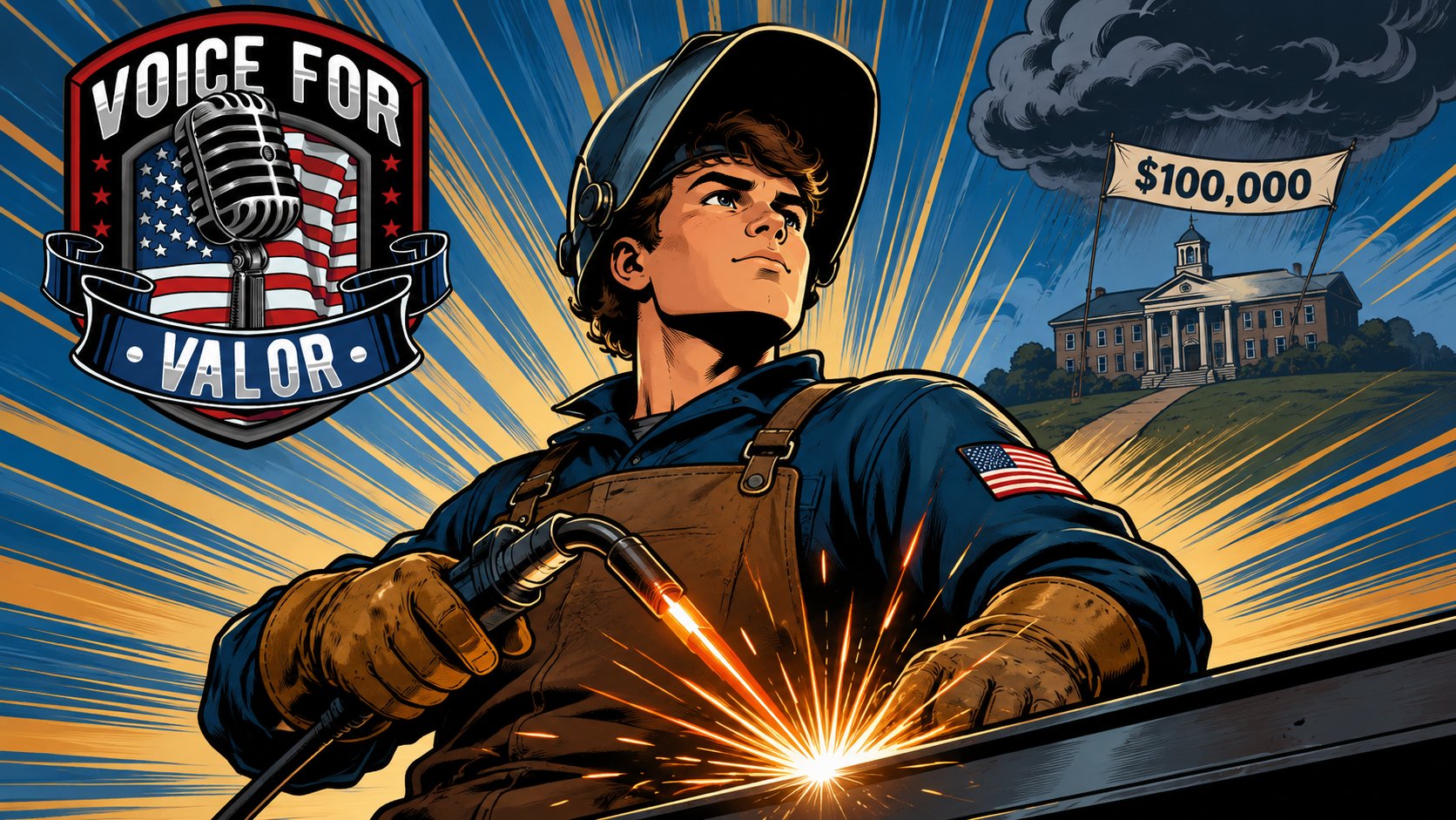 Young welder in a skilled trade with a strong, debt-free future