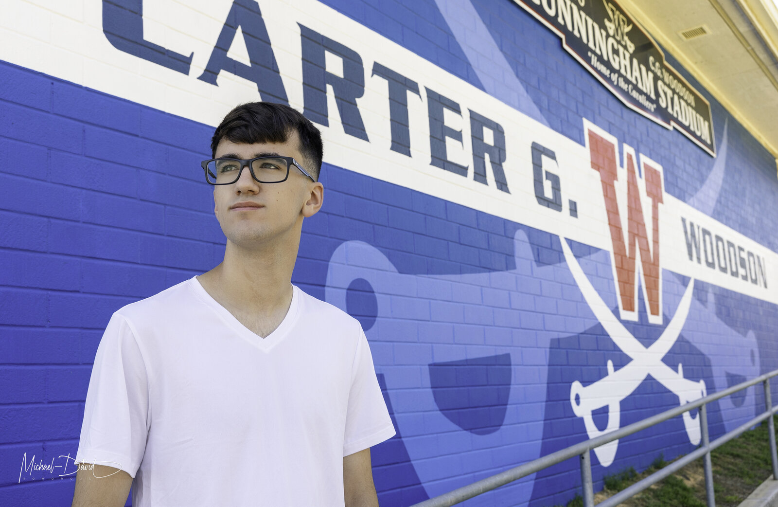 Zach at the Carter G. Woodson High School stadium mural